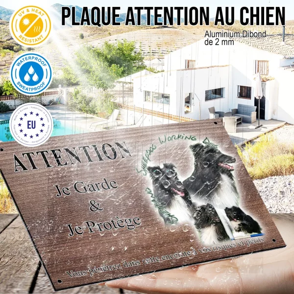 Panneau attention au chien Shetland Sheepdog avec un look dynamique en groupe