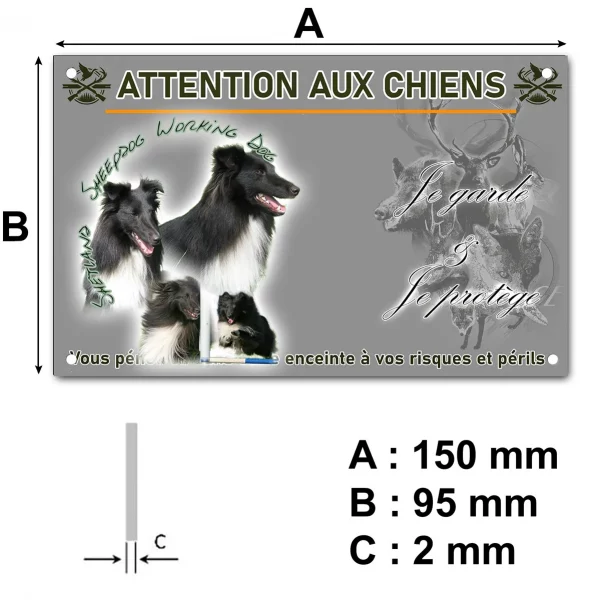 Plaque Shetland Sheepdog avec un look dynamique en groupe