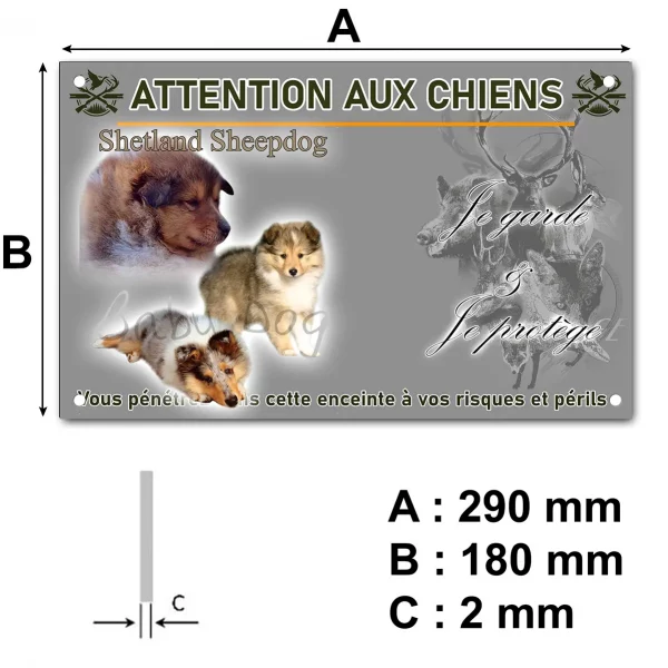 Pancarte Trois chiens Shetland Sheepdog
