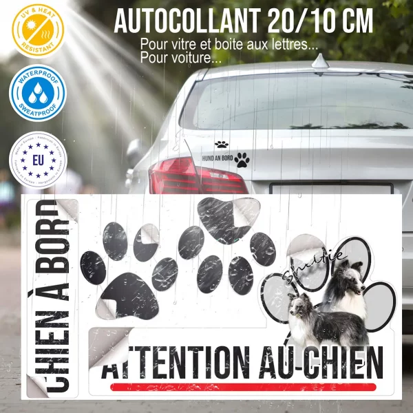 Plaque chien de garde Un Sheltie avec un pelage noir et blanc