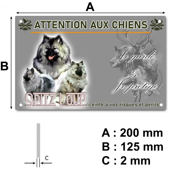 Panneau Trois chiens Spitz Loup sur fond noir