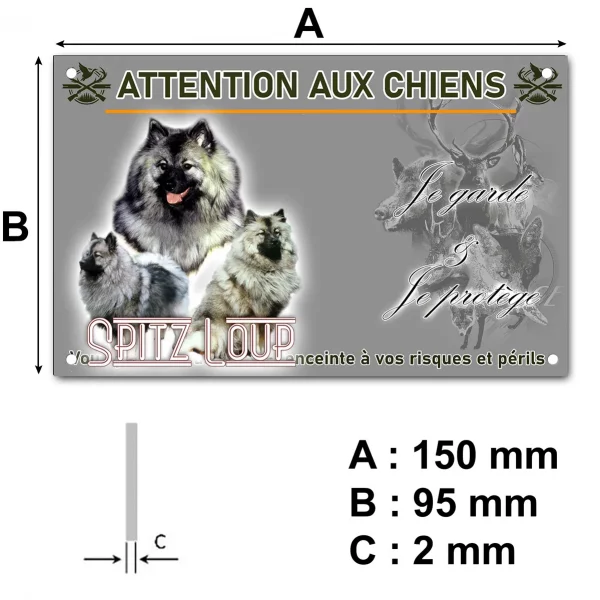 Plaque Trois chiens Spitz Loup sur fond noir