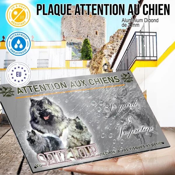Panneau Trois chiens Spitz Loup sur fond noir
