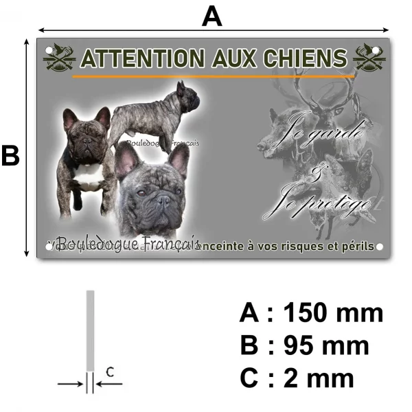 Plaque Visuel de Bouldogue Français avec plusieurs chiens