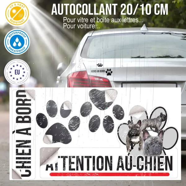 Plaque chien de garde Visuel de Bouldogue Français avec plusieurs chiens