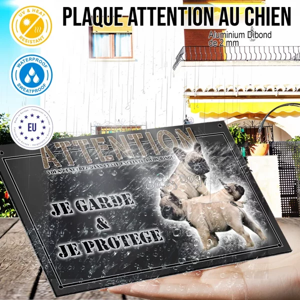 Panneau chien de garde Image de plusieurs bouledogues français mignons
