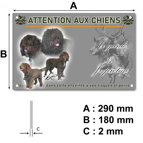Pancarte Chien Barbet avec un pelage frisé et varié.