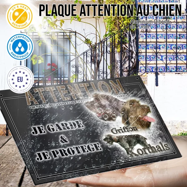Panneau chien de garde Trois portraits de Griffon Korthals