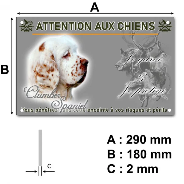 Pancarte Profil d'un Clumber Spaniel avec un pelage blanc et des taches marron