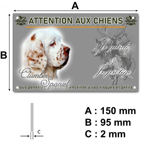 Plaque Profil d'un Clumber Spaniel avec un pelage blanc et des taches marron