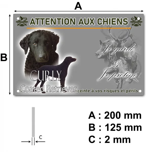 Panneau Image de Curly Coated Retriever avec un chiot