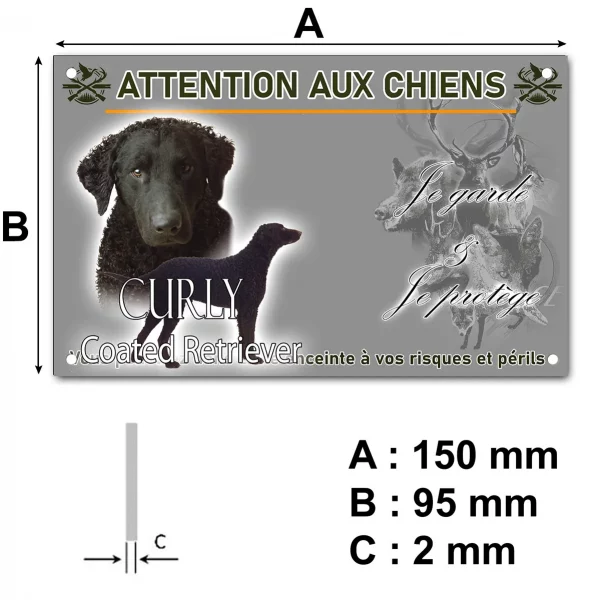 Plaque Image de Curly Coated Retriever avec un chiot