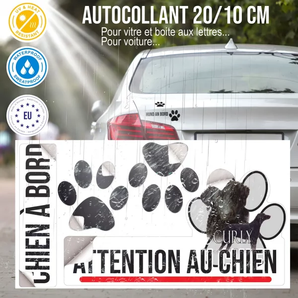 Plaque chien de garde Image de Curly Coated Retriever avec un chiot