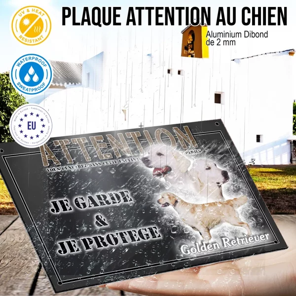 Panneau chien de garde Trois Golden Retrievers