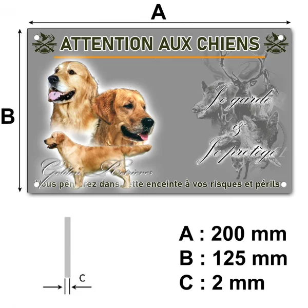 Panneau Trois portraits de Golden Retriever avec un chien en profil.