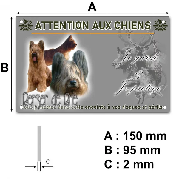 Plaque Trois chiens Berger de Brie sur fond coloré