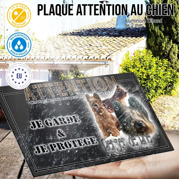 Panneau chien de garde Trois chiens Berger de Brie sur fond coloré