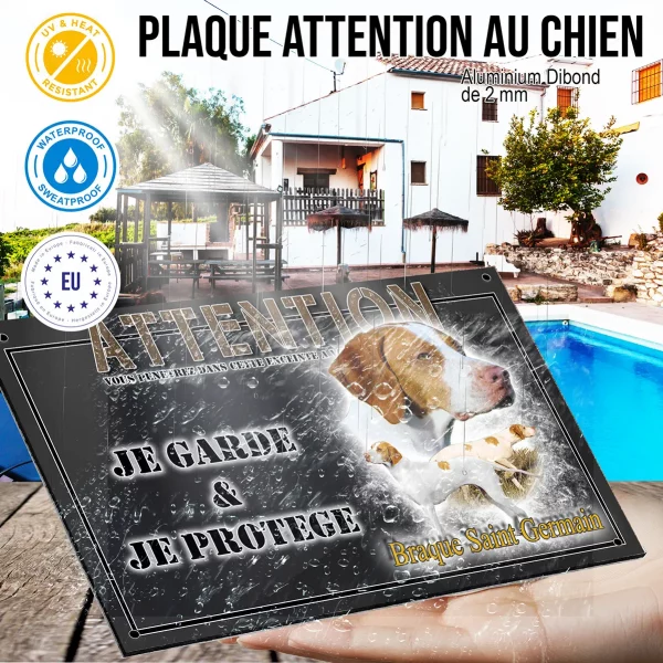 Panneau chien de garde Braque Saint Germain en pleine nature