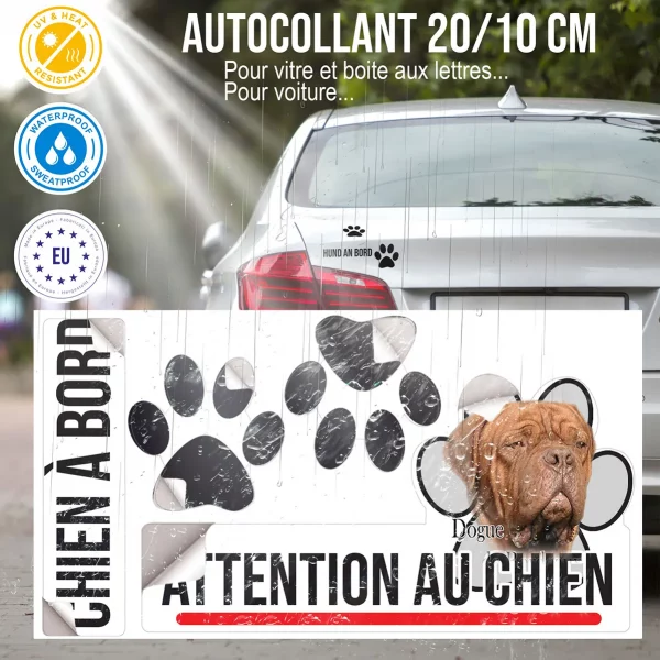Plaque chien de garde Gros plan d'un Dogue de Bordeaux avec texte