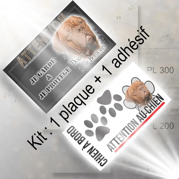 Plaque chien de chasse Gros plan d'un Dogue de Bordeaux avec texte