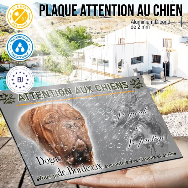 Panneau Gros plan d'un Dogue de Bordeaux avec texte