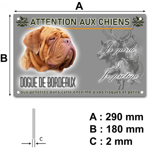 Pancarte Dogue de Bordeaux avec des traits caractéristiques