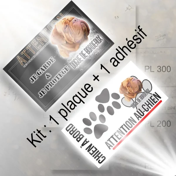 Plaque chien de chasse Dogue de Bordeaux avec des traits caractéristiques