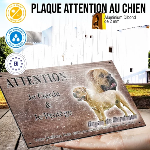 Panneau attention au chien Dogue de Bordeaux sur fond transparent