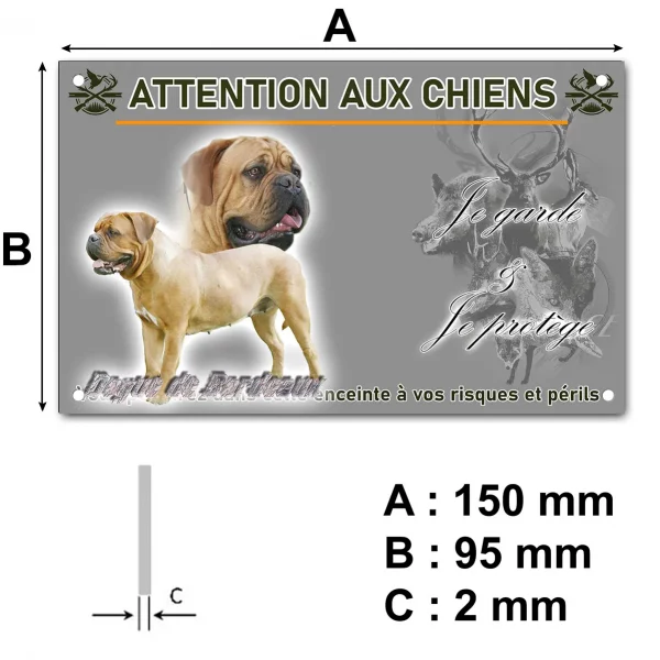 Plaque Dogue de Bordeaux sur fond transparent