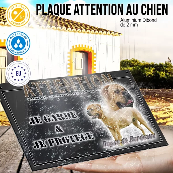 Panneau chien de garde Dogue de Bordeaux sur fond transparent