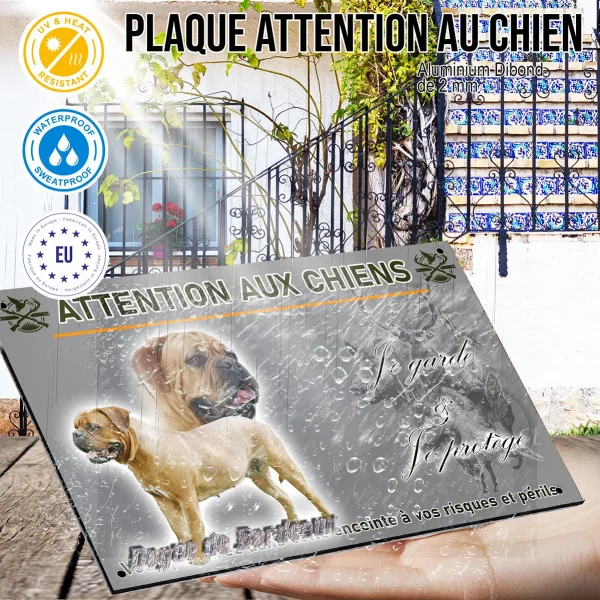 Panneau Dogue de Bordeaux sur fond transparent