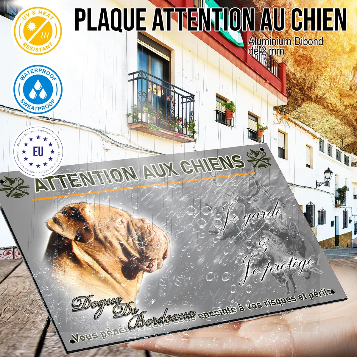 Panneau Dogue de Bordeaux en profil avec éclairage doux