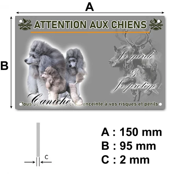 Plaque Trois caniches avec des pelages gris élégants