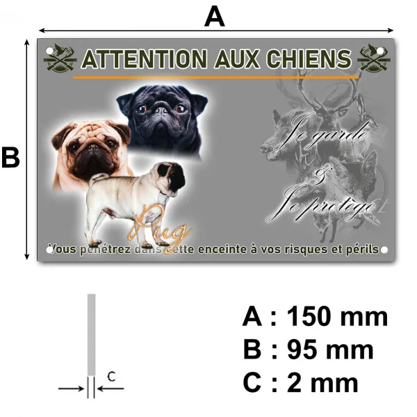 Plaque Trois chiens Pug