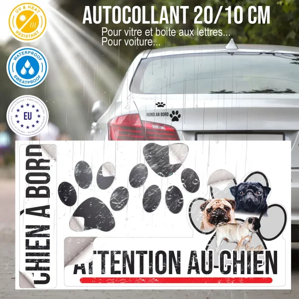 Plaque chien de garde Trois chiens Pug