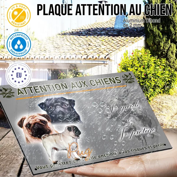 Panneau Trois chiens Pug