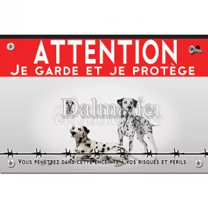 Signalisation personnalisee Chien Dalmatien avec robe noire et blanche