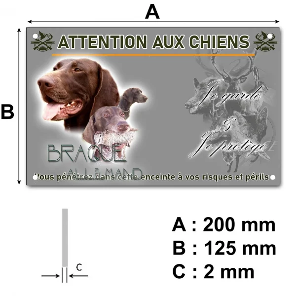Panneau Braque Allemand avec chien portant un poisson