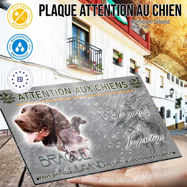 Panneau Braque Allemand avec chien portant un poisson