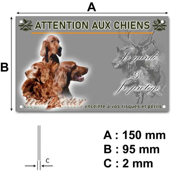 Plaque Trois Irish Setter sur fond noir