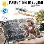 Plaque attention au chien Setter Irlandais Rouge, fond vintage, en situation