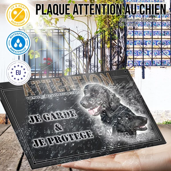 Panneau chien de garde Deux Flat Coated Retrievers en gros plan
