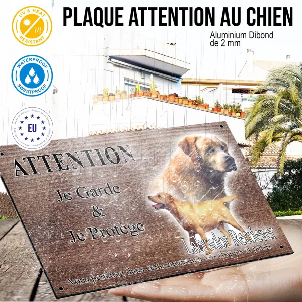 Panneau attention au chien Illustrations de deux Labrador Retrievers