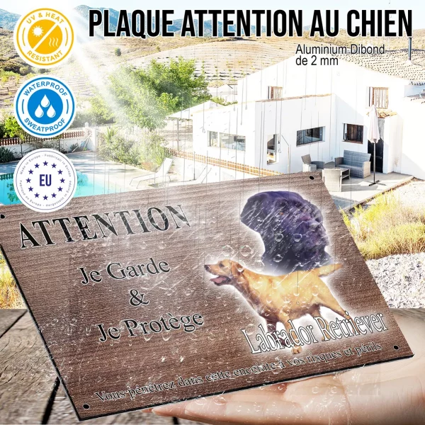 Panneau attention au chien Labrador Retriever avec dessiné 2 chiens