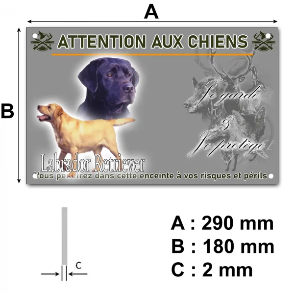 Pancarte Labrador Retriever avec dessiné 2 chiens