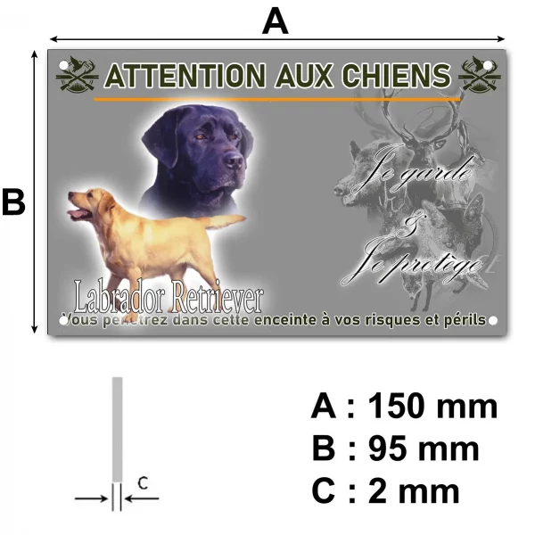 Plaque Labrador Retriever avec dessiné 2 chiens