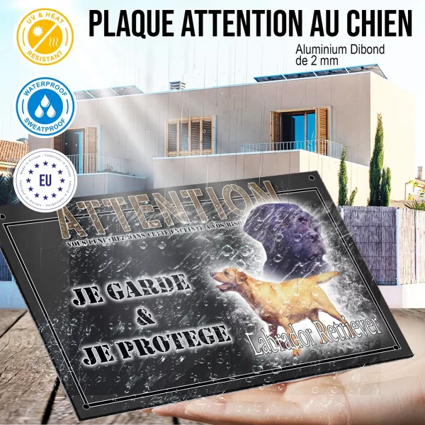 Panneau chien de garde Labrador Retriever avec dessiné 2 chiens