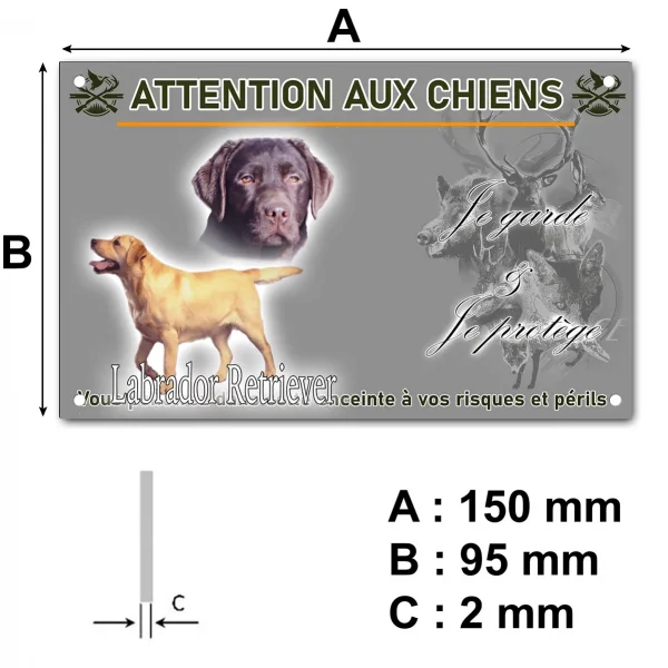 Plaque Deux Labrador Retrievers un noir et un jaune