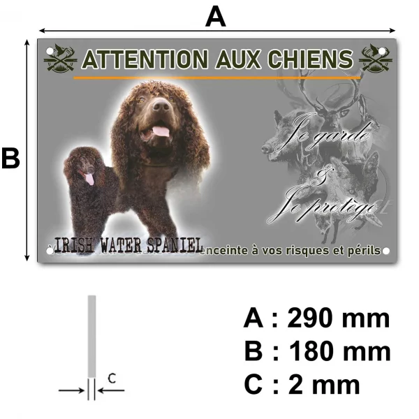 Pancarte Deux Irish Water Spaniels avec poils frisés.