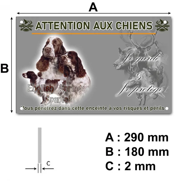 Pancarte Trois English Springer Spaniels avec décor graphique